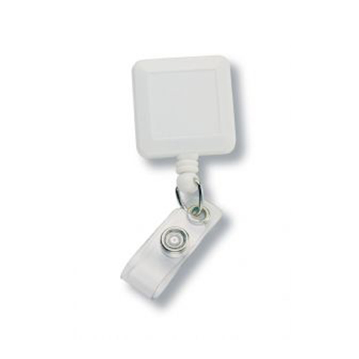 Square Retractable Badge Holder-White.