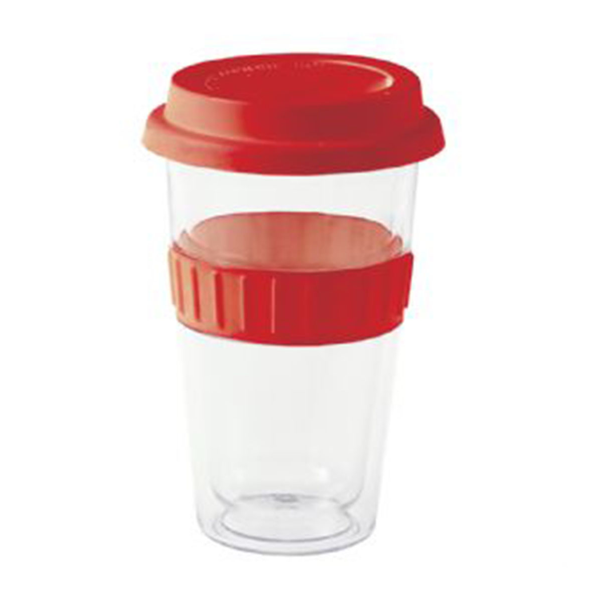 Plastic Double-walled Mug-Red.