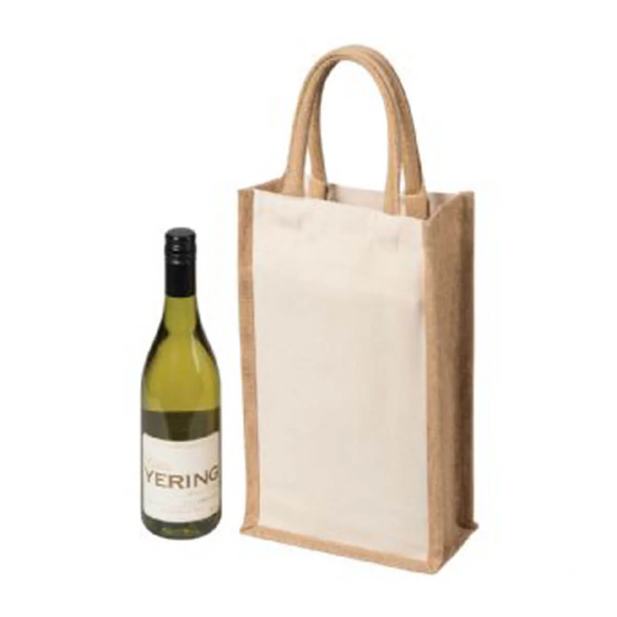 Two Bottle Canvas Wine Carrier-Natural