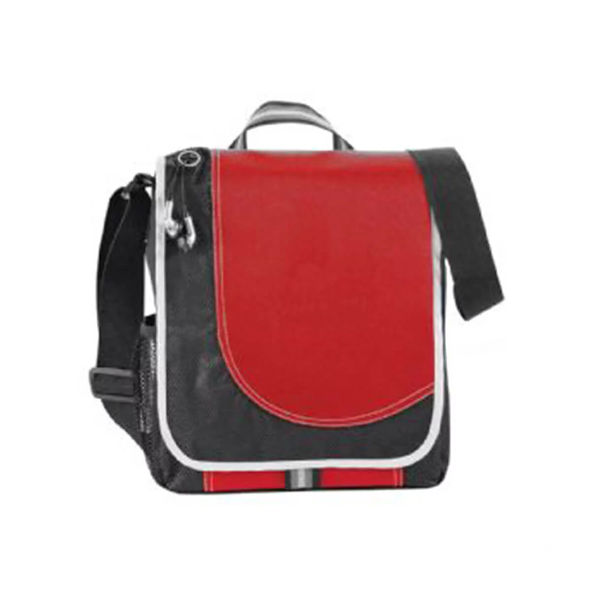 Boomerang Messenger Bag-Red and Black with White Trim.
