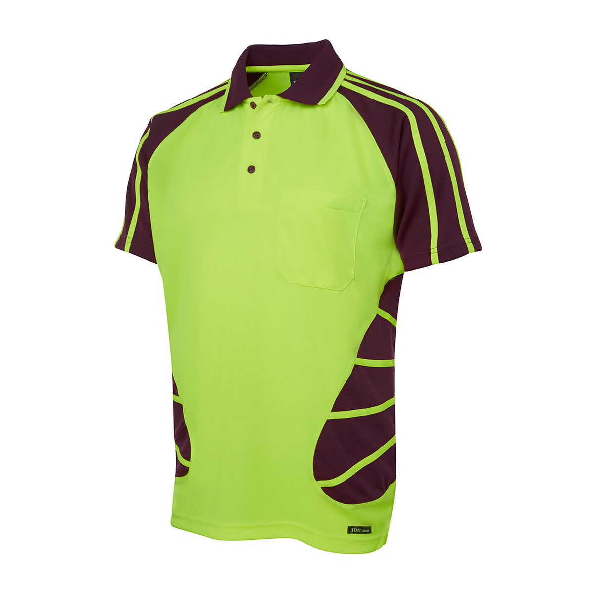Hi Vis S/S Spider Polo-Lime / Maroon