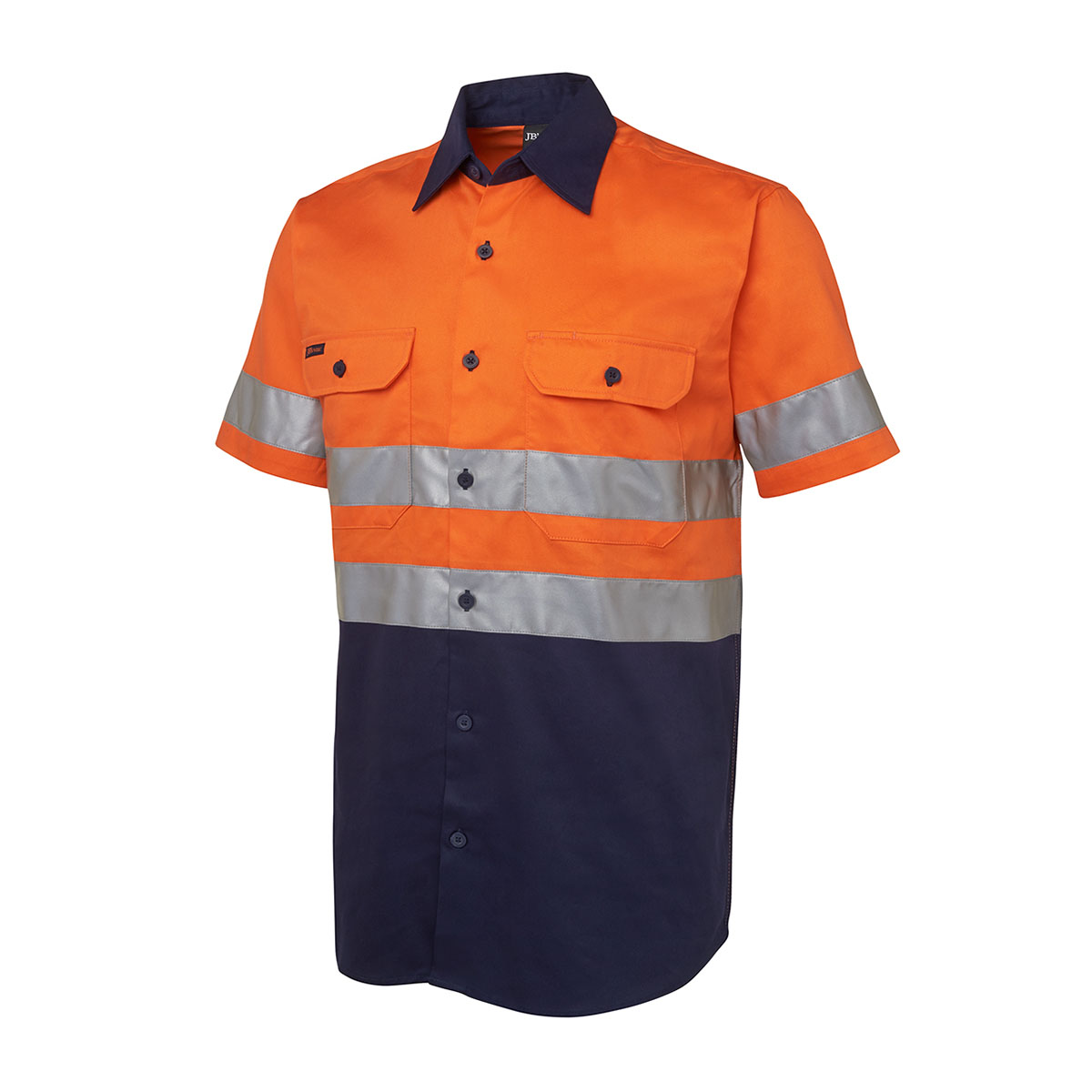Hi Vis (D+N) S/S 190G Shirt-Orange / Navy