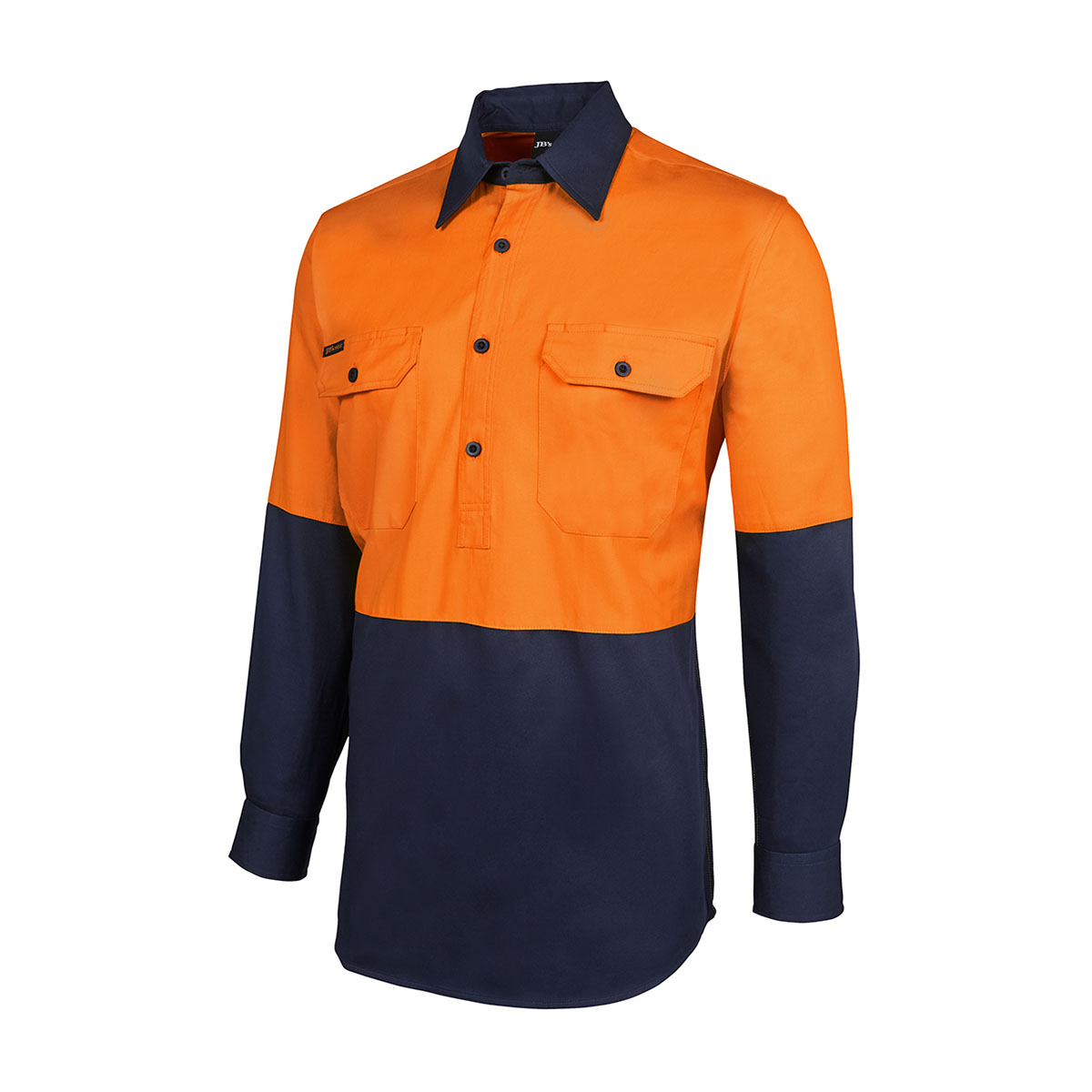 HV Close Front L/S 190G Shirt-Orange / Navy