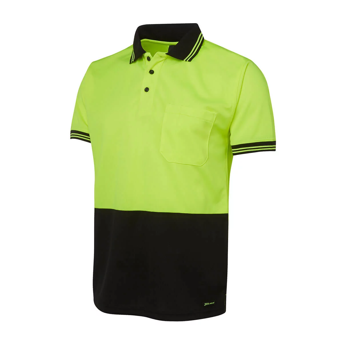 Hi Vis S/S Traditional Polo-Lime / Black