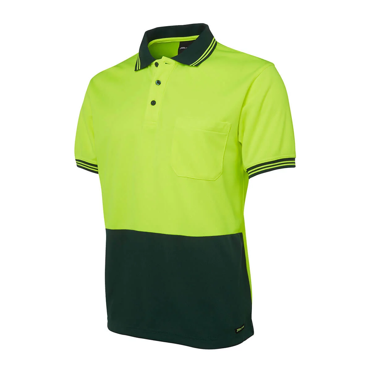Hi Vis S/S Traditional Polo-Lime / Bottle
