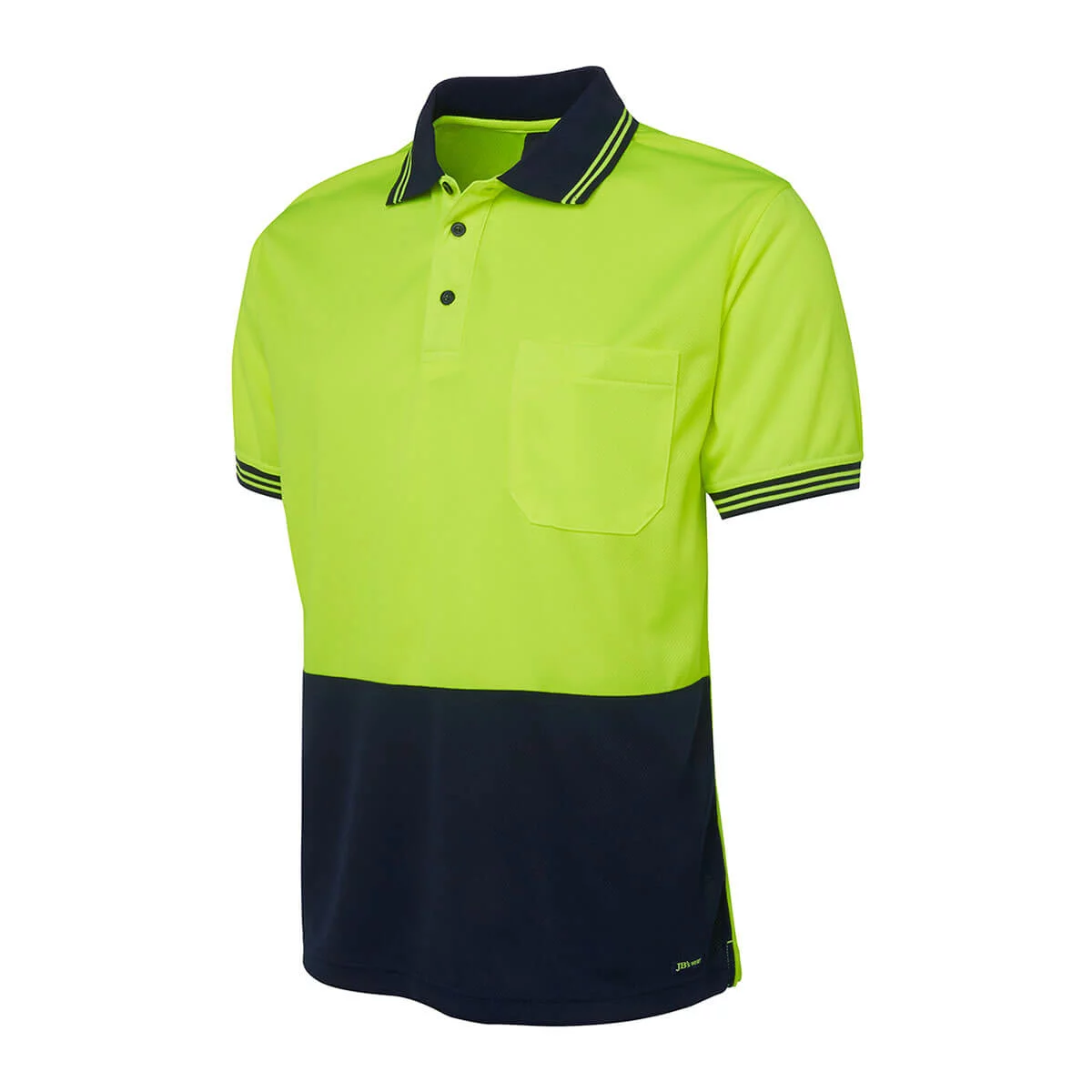 Hi Vis S/S Traditional Polo-Lime / Navy