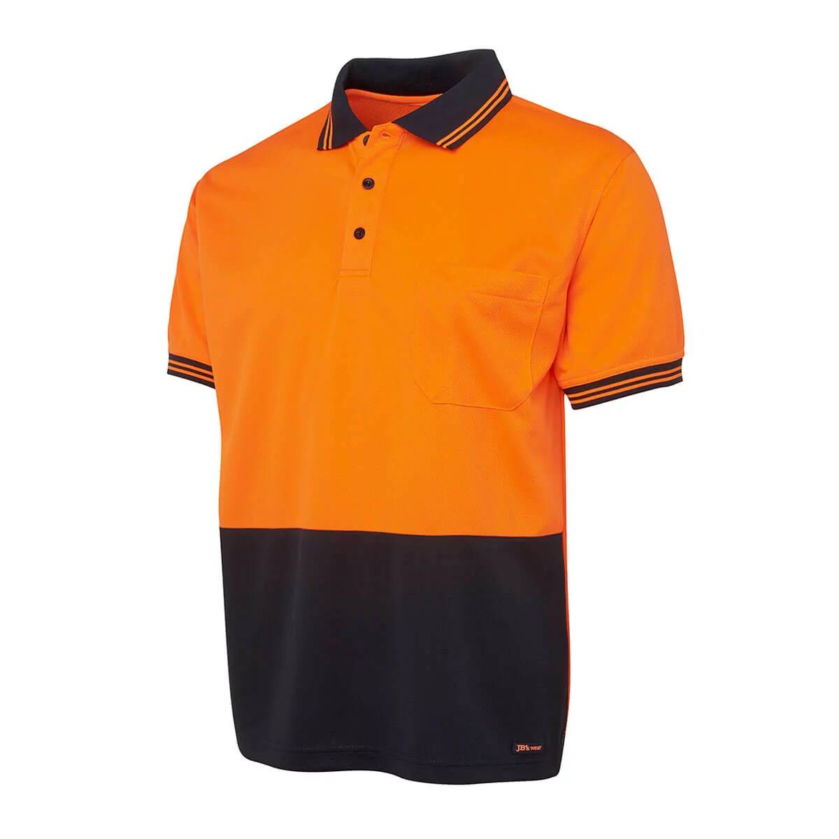 Hi Vis S/S Traditional Polo-Orange / Navy