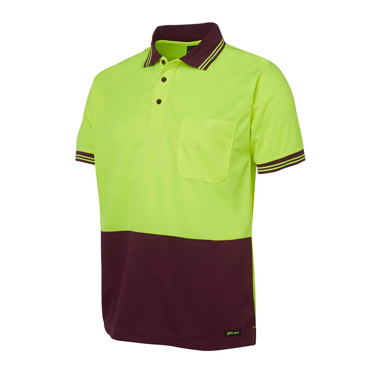 Hi Vis S/S Traditional Polo-Lime / Maroon