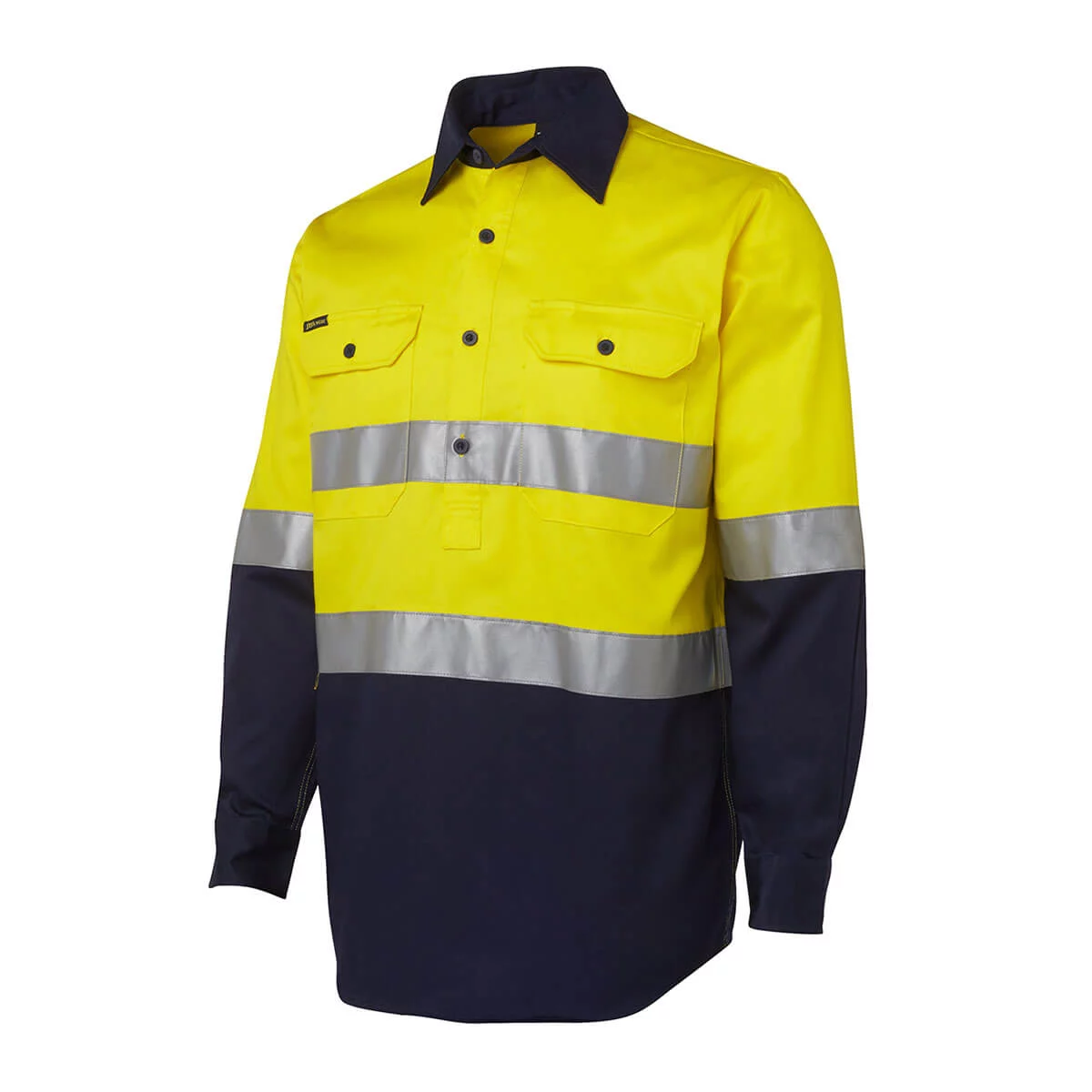 Hi Vis (D+N) Close Front L/S Shirt-Yellow / Navy