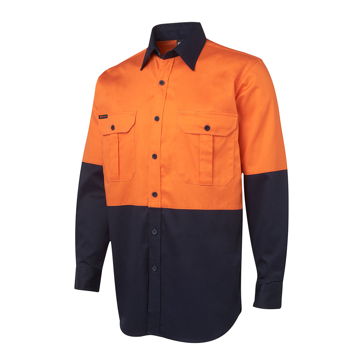 Hi Vis L/S 190G Shirt-Orange  /  Navy