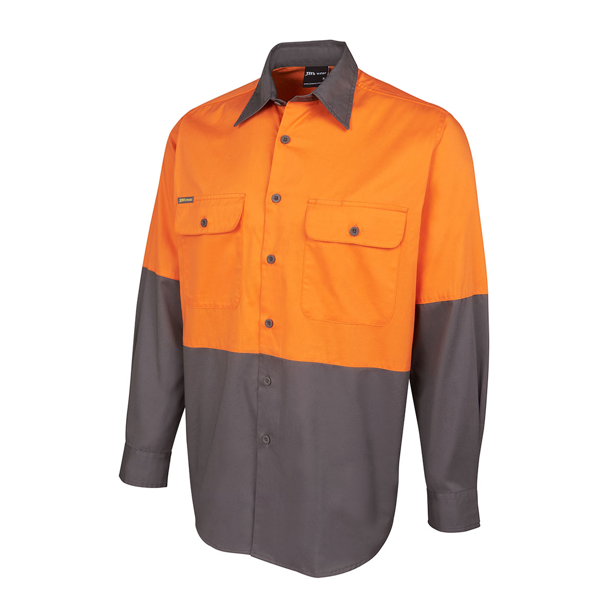 Hi Vis L/S 150G Shirt-Orange  /  Charcoal