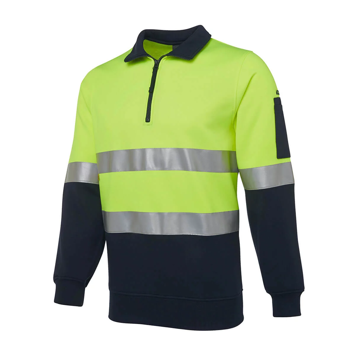 Hi Vis (D+N) 1/2 Zip Fleecy-Lime / Navy