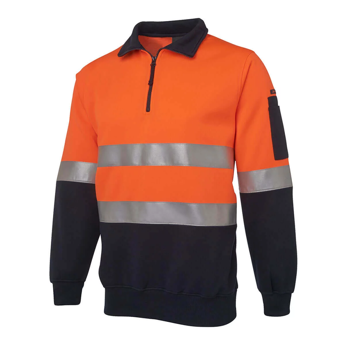 Hi Vis (D+N) 1/2 Zip Fleecy-Orange / Navy
