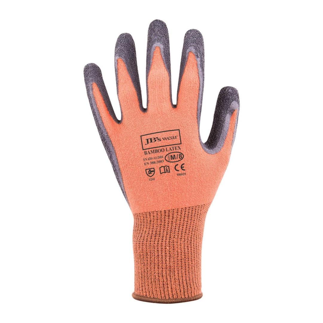 Bamboo Latex Crinkle 1/2 Dipped Glove-Orange / Black