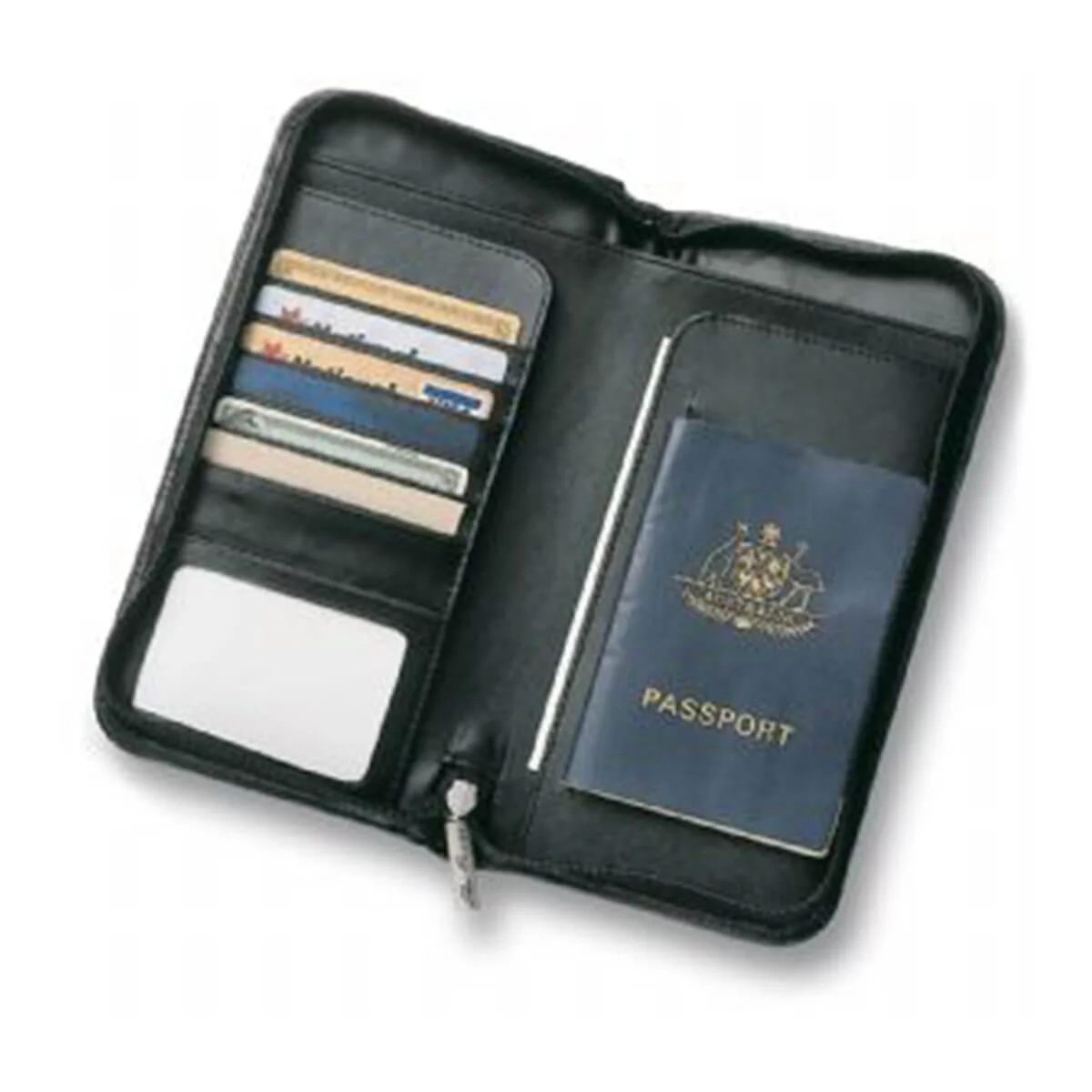 Leather Travel Wallet-Black.