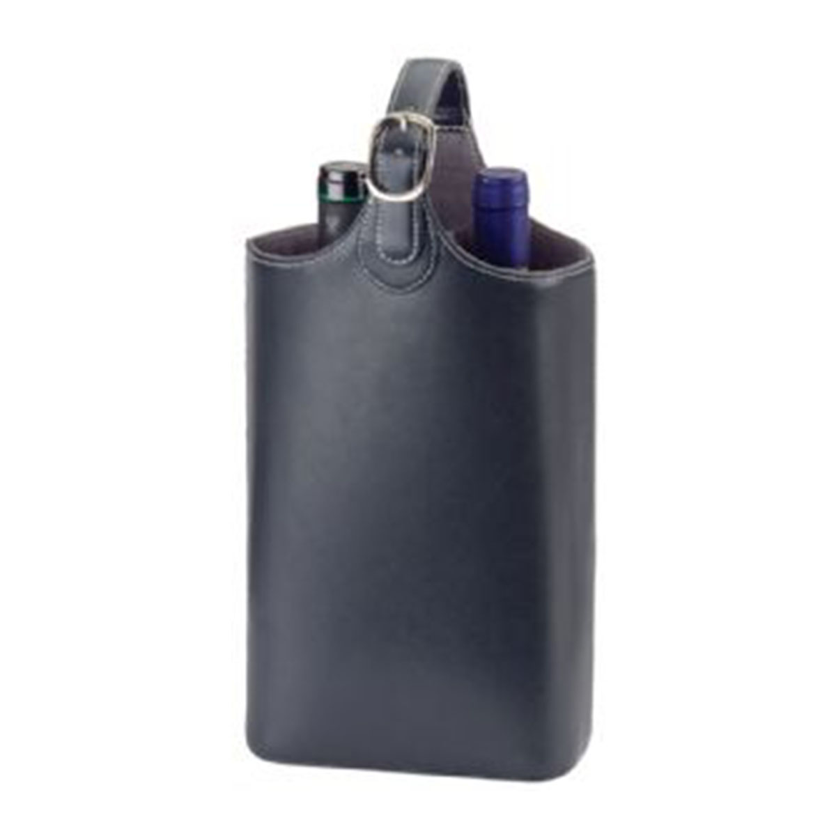 Bonded Leather Wine Carrier-Black.