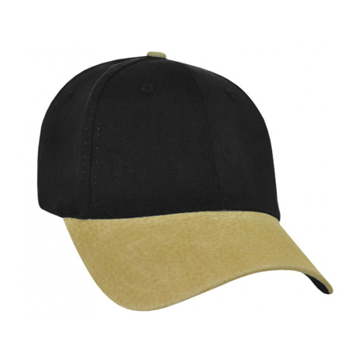 Heavy Brushed Cotton Suede Peak Cap-Black / Tan