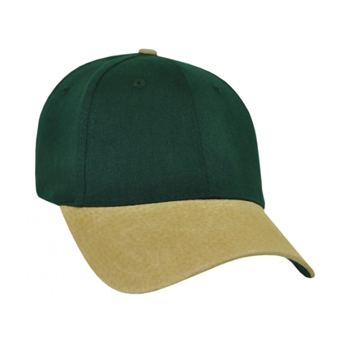 Heavy Brushed Cotton Suede Peak Cap-Bottle / Tan