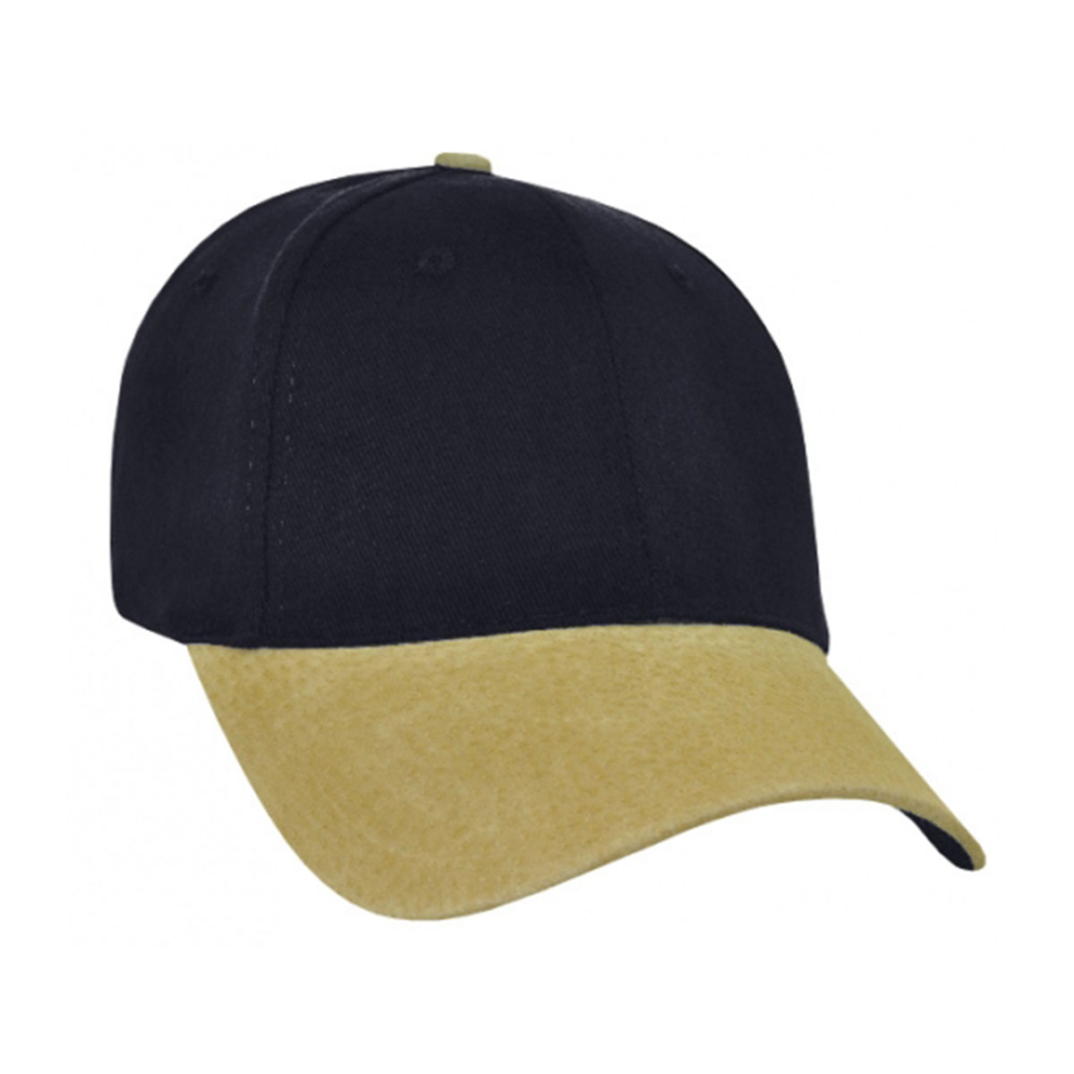 Heavy Brushed Cotton Suede Peak Cap-Navy / Tan