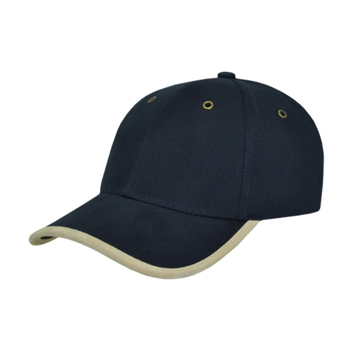 Heavy Brushed Cotton Suede Trim Cap-Navy / Tan