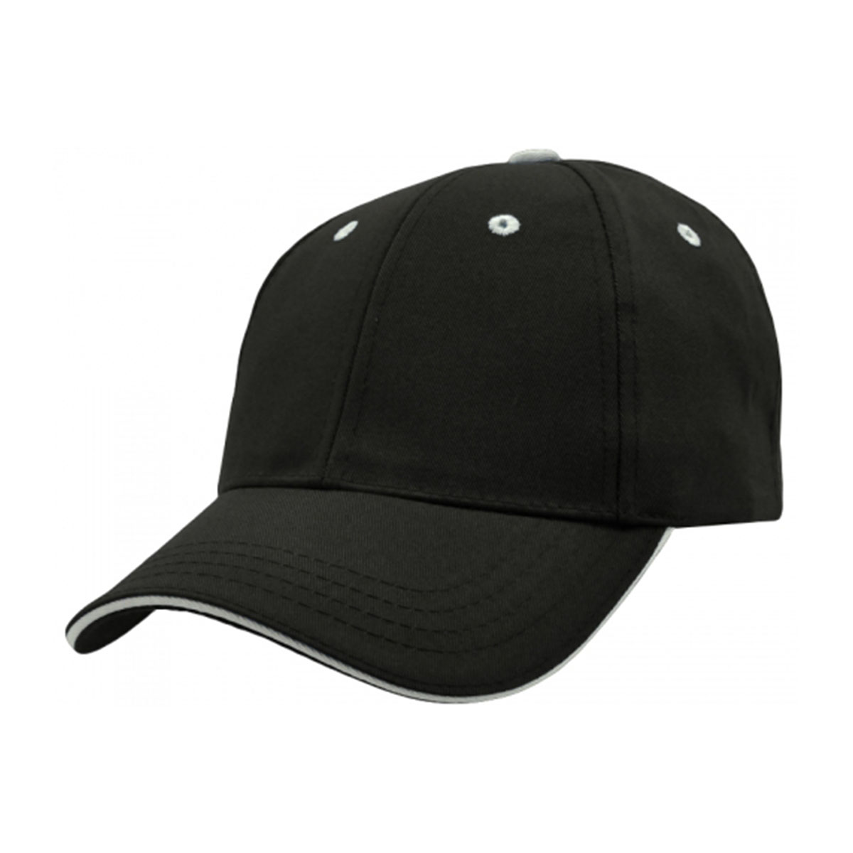 PET/Cotton Sandwich Cap-Black / White