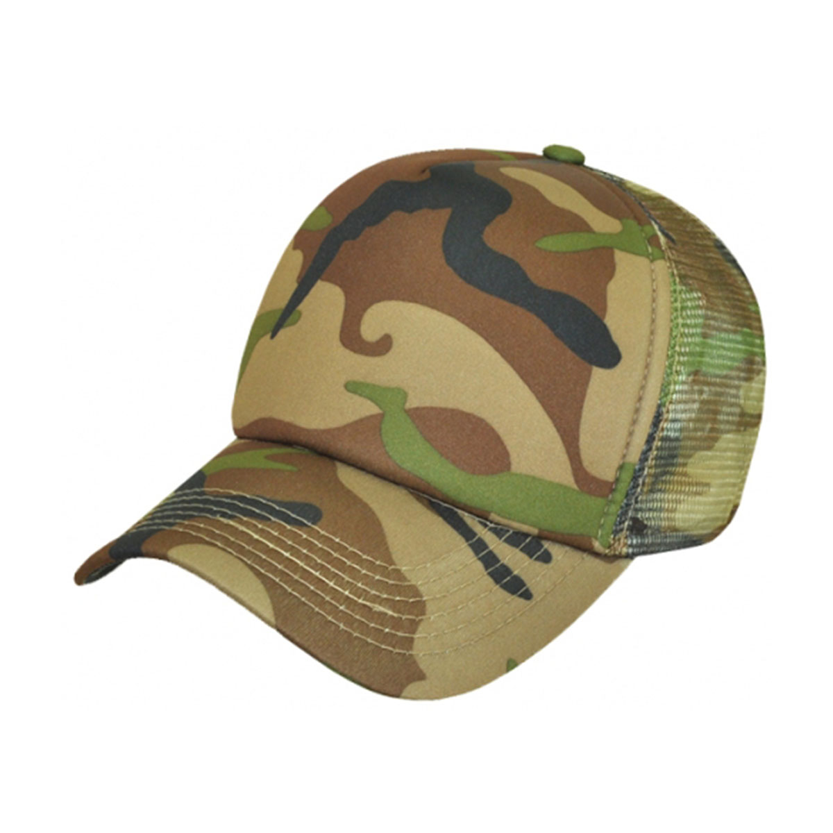 Camouflage Truck Cap-Army Green / Brown