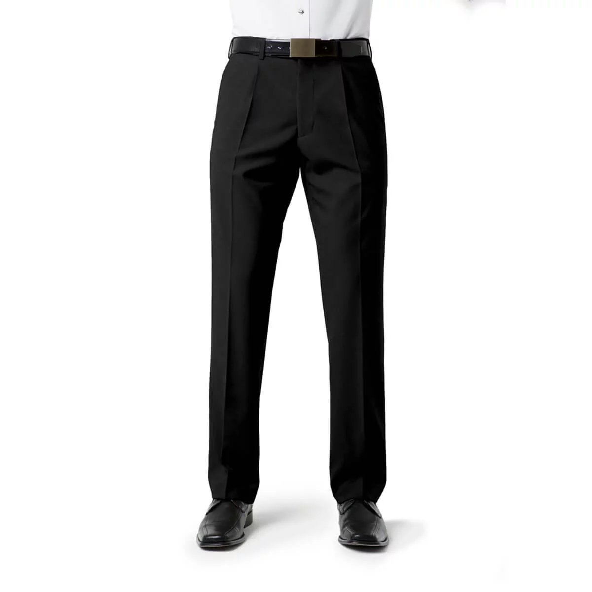 Mens Classic Pleat Front Pant-Black