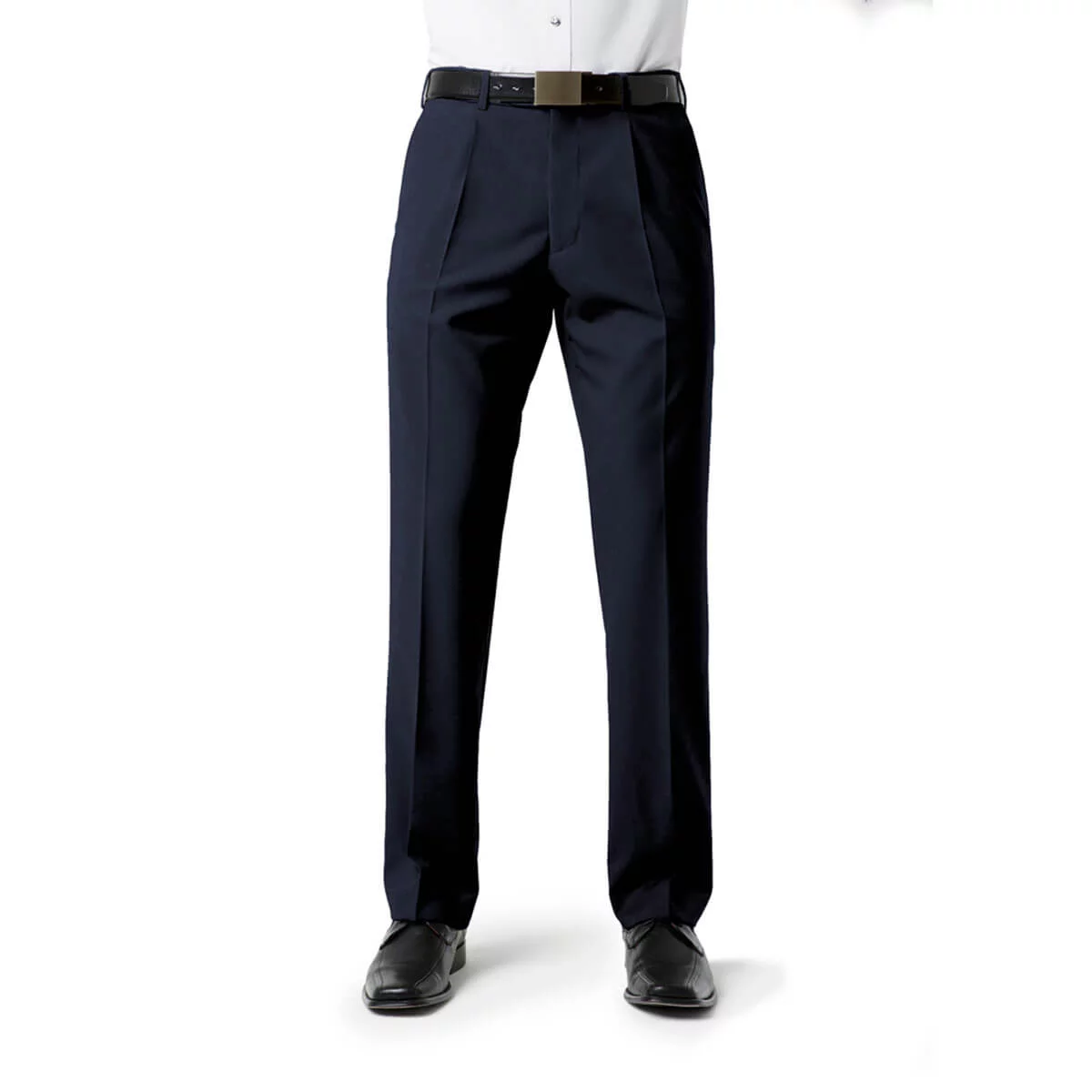 Mens Classic Pleat Front Pant-Navy