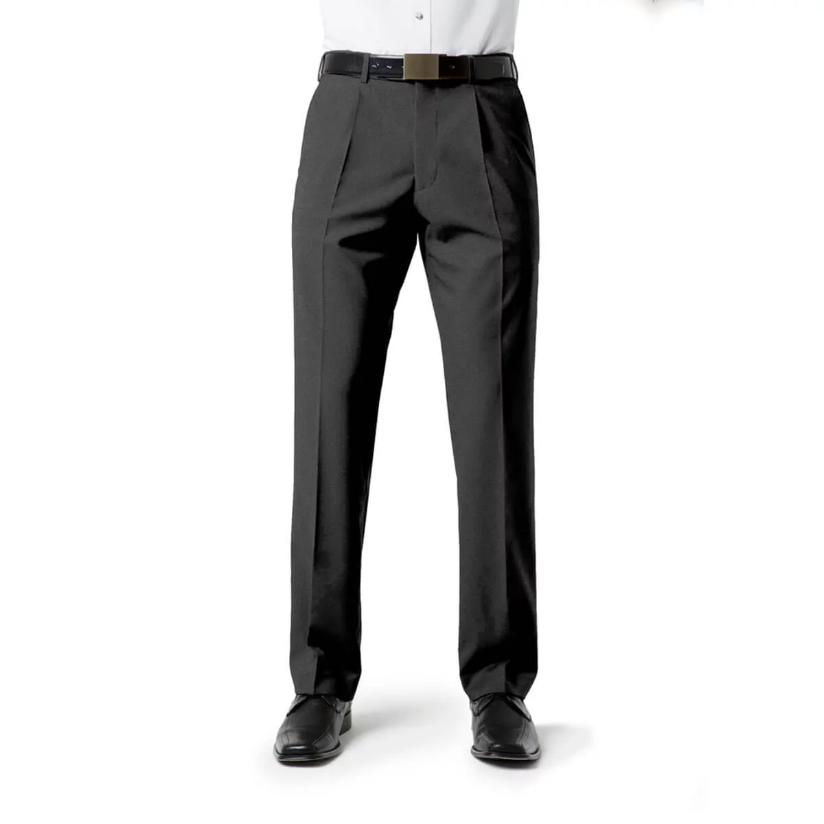 Mens Classic Pleat Front Pant-Charcoal