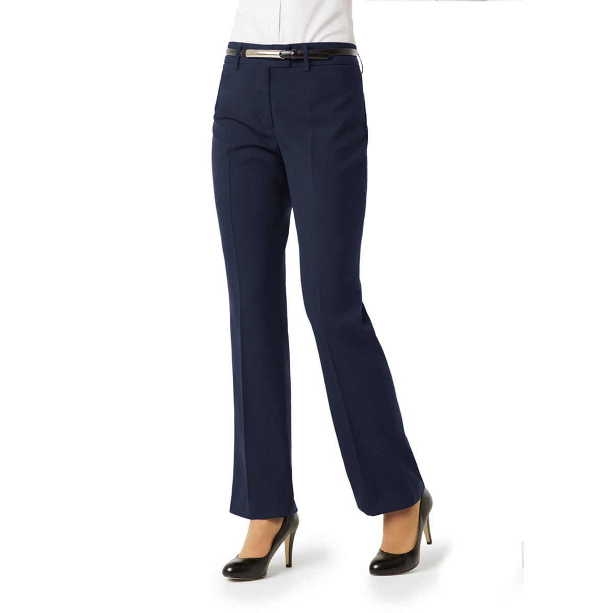 Ladies Classic Flat Front Pant-Navy