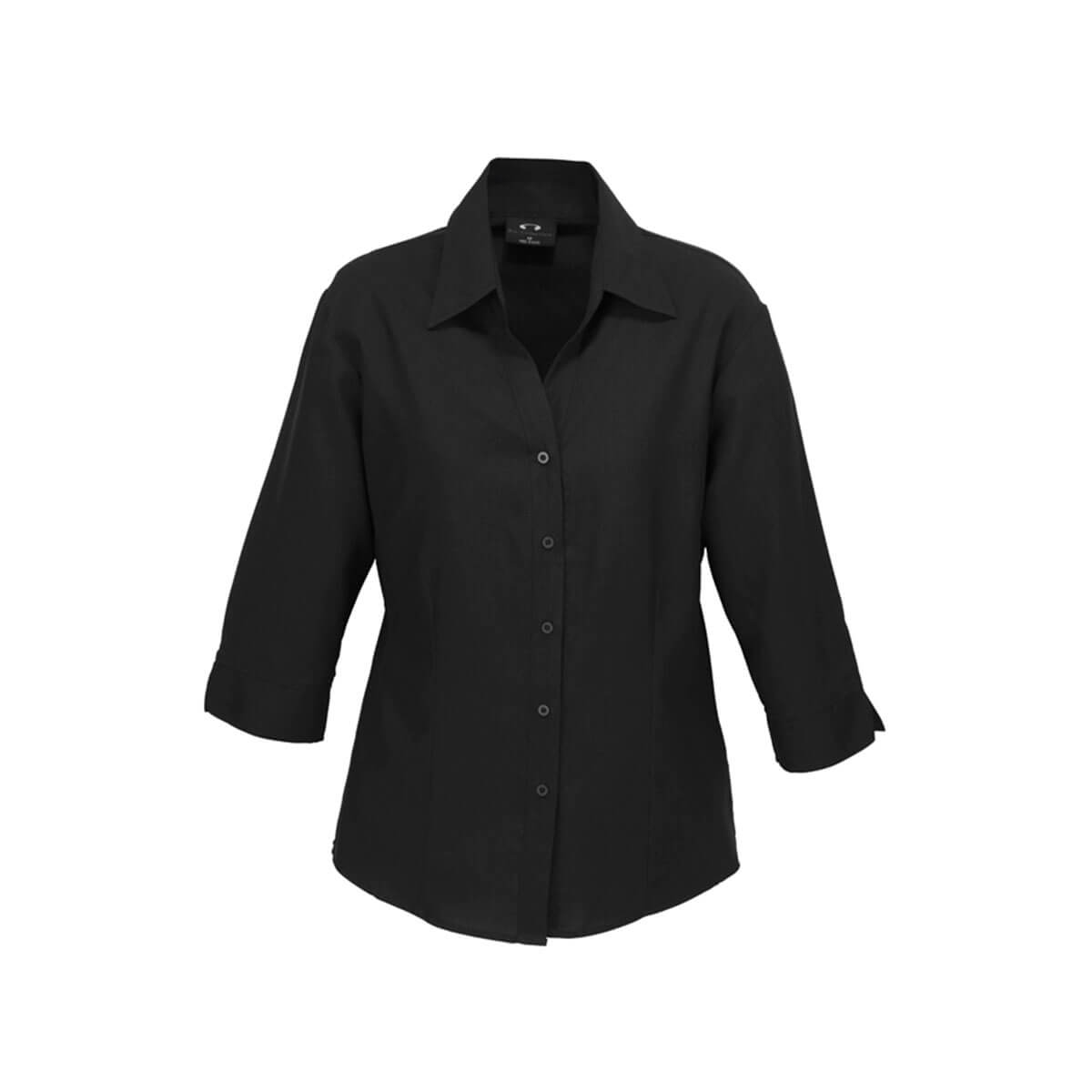 Ladies Plain Oasis 3/4 Sleeve Shirt-Black