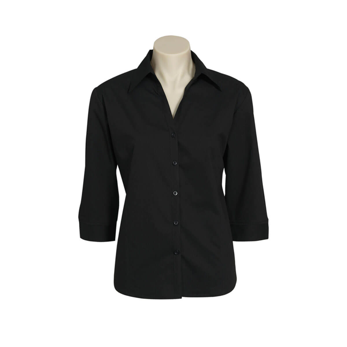 Ladies Metro 3/4 Sleeve Shirt-Black
