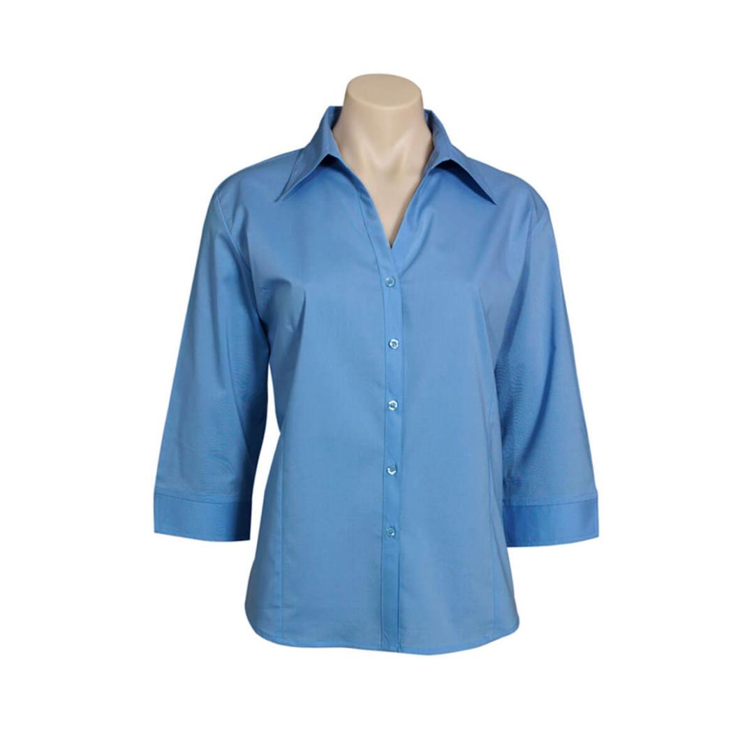 Ladies Metro 3/4 Sleeve Shirt-Mid Blue