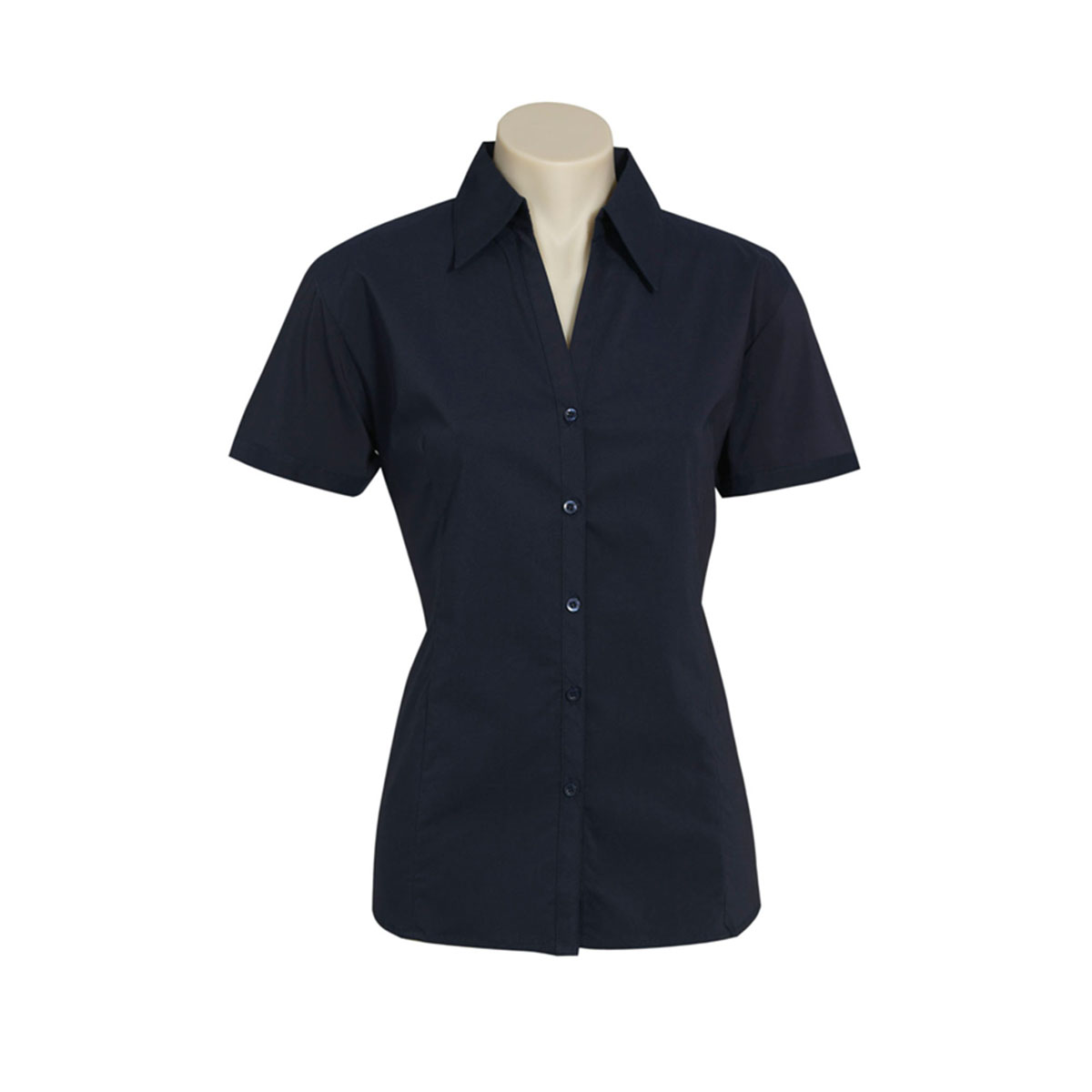 Ladies Metro Short Sleeve Shirt-Navy