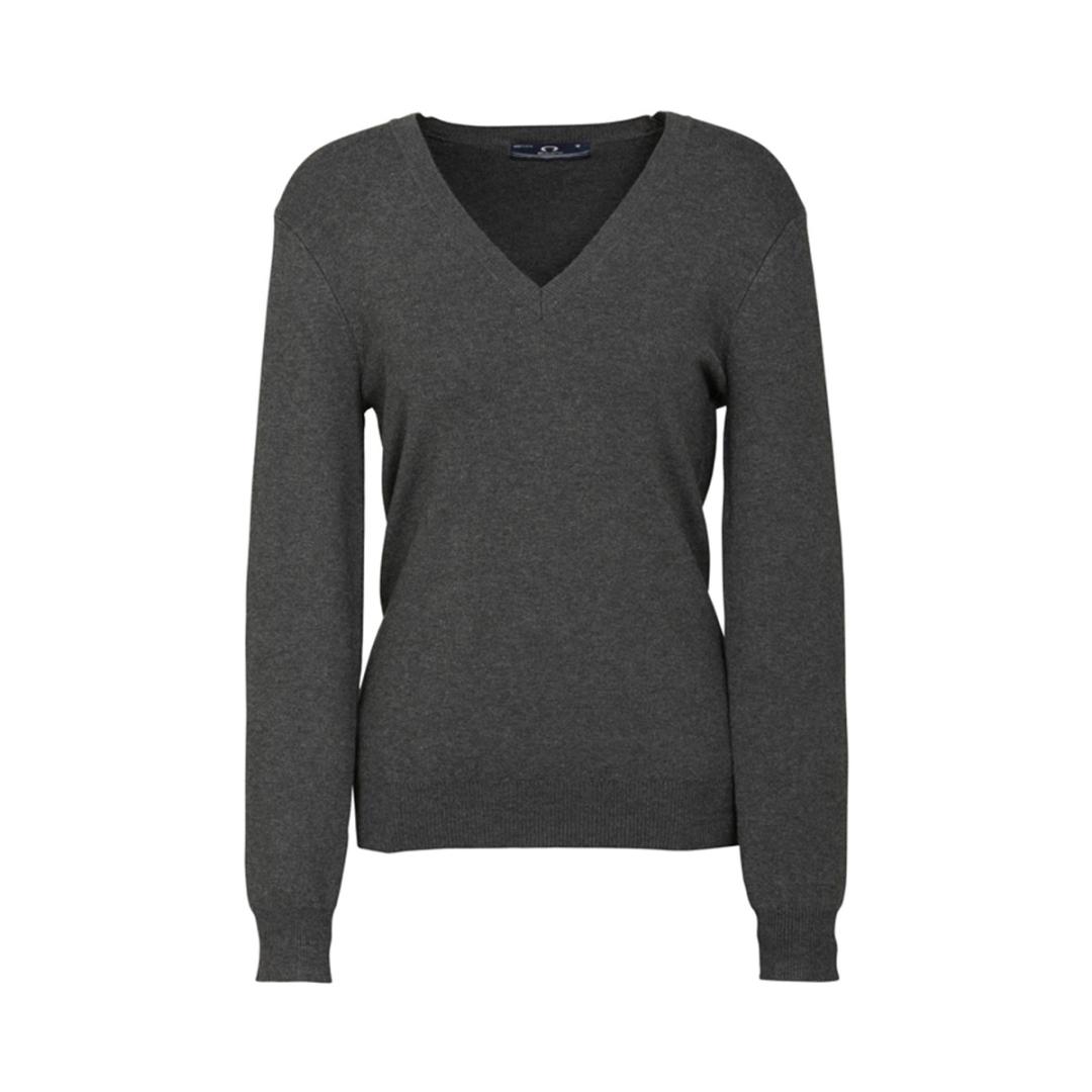 Ladies V-Neck Pullover-Charcoal