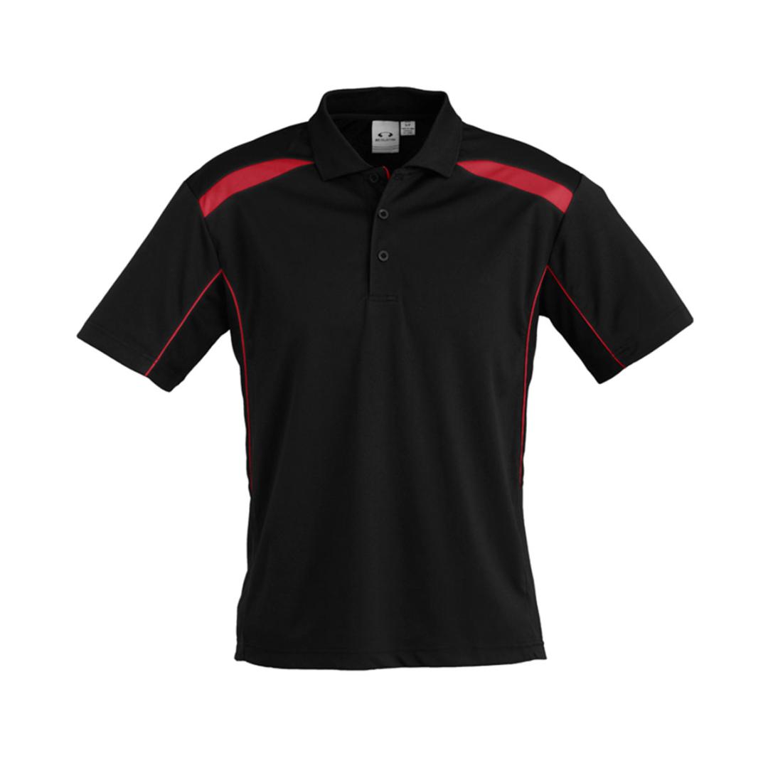 Mens United Short Sleeve Polo-Black / Red