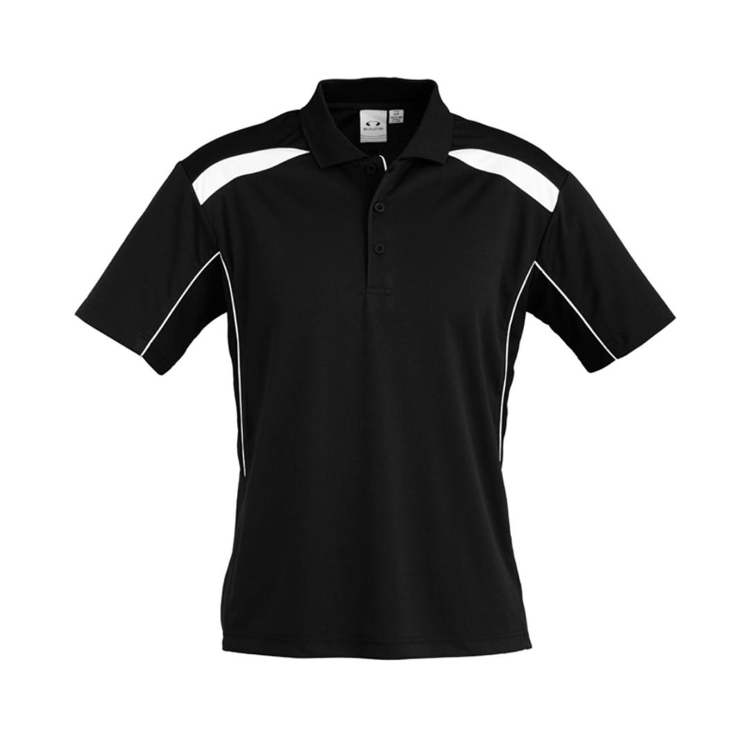 Mens United Short Sleeve Polo-Black / White