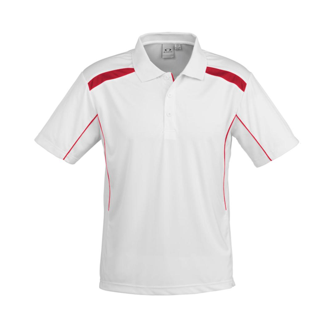 Mens United Short Sleeve Polo-White / Red