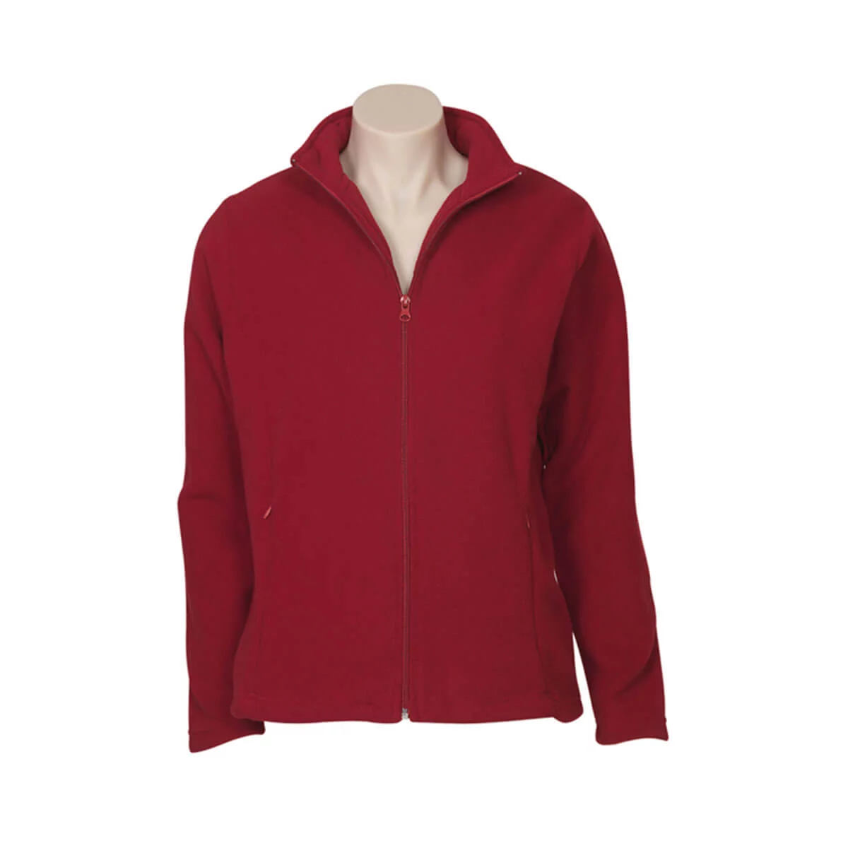 Ladies Plain Micro Fleece Jacket-Red