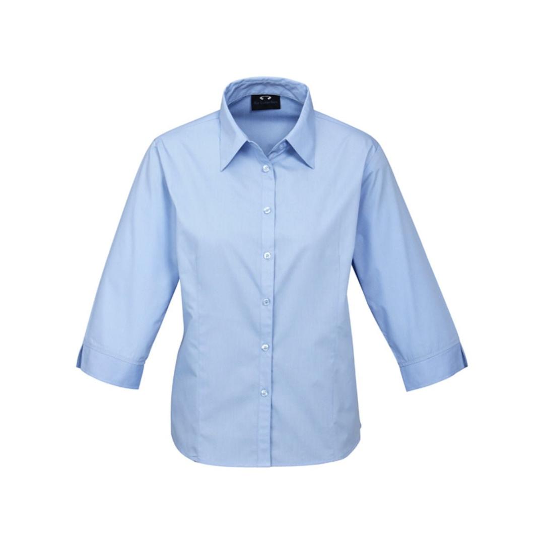 Ladies Base 3/4 Sleeve Shirt-Light Blue