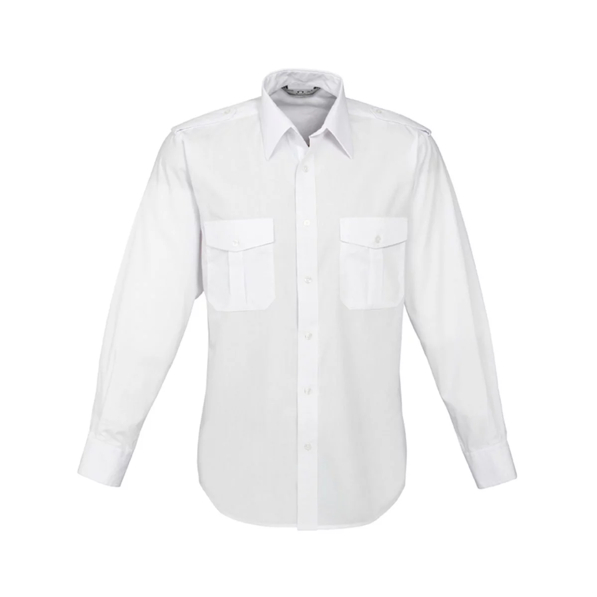 Mens Epaulette Long Sleeve Shirt-White