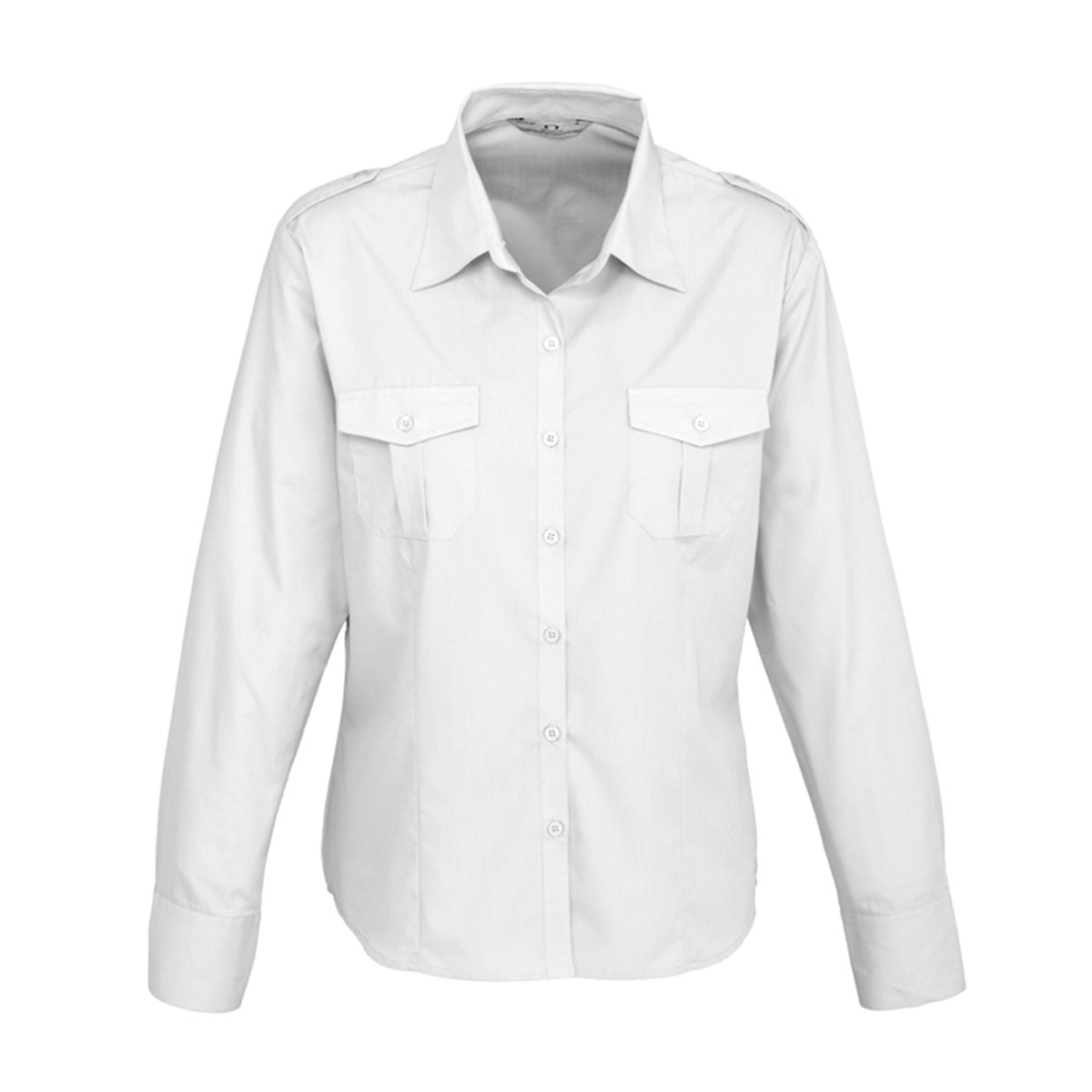 Ladies Epaulette Long Sleeve Shirt-White
