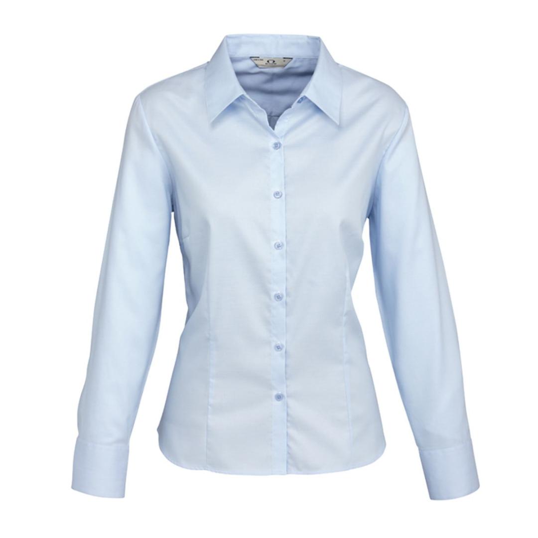 Ladies Luxe Long Sleeve Shirt-Blue