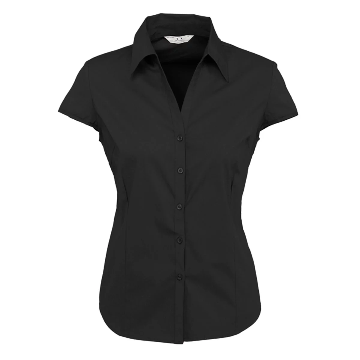 Ladies Metro Cap Sleeve Shirt-Black