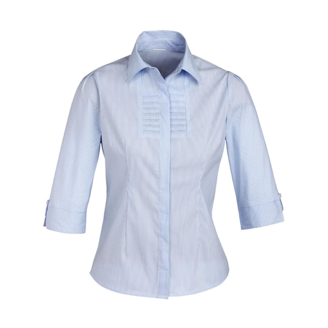 Ladies Berlin 3/4 Sleeve Shirt-Blue Stripe