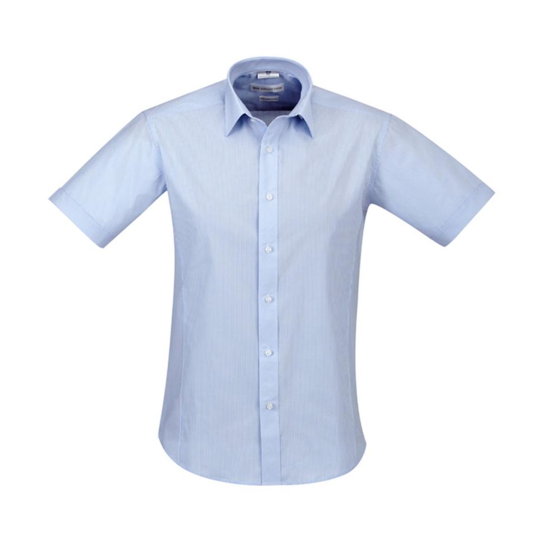 Mens Berlin Short Sleeve Shirt-Blue Stripe