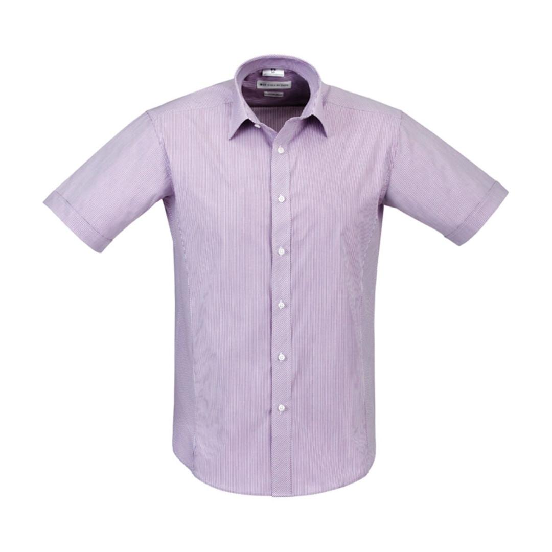 Mens Berlin Short Sleeve Shirt-Grape Stripe