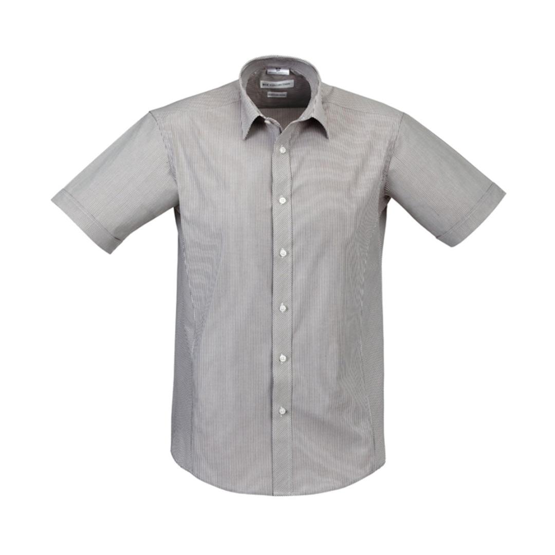 Mens Berlin Short Sleeve Shirt-Graphite Stripe