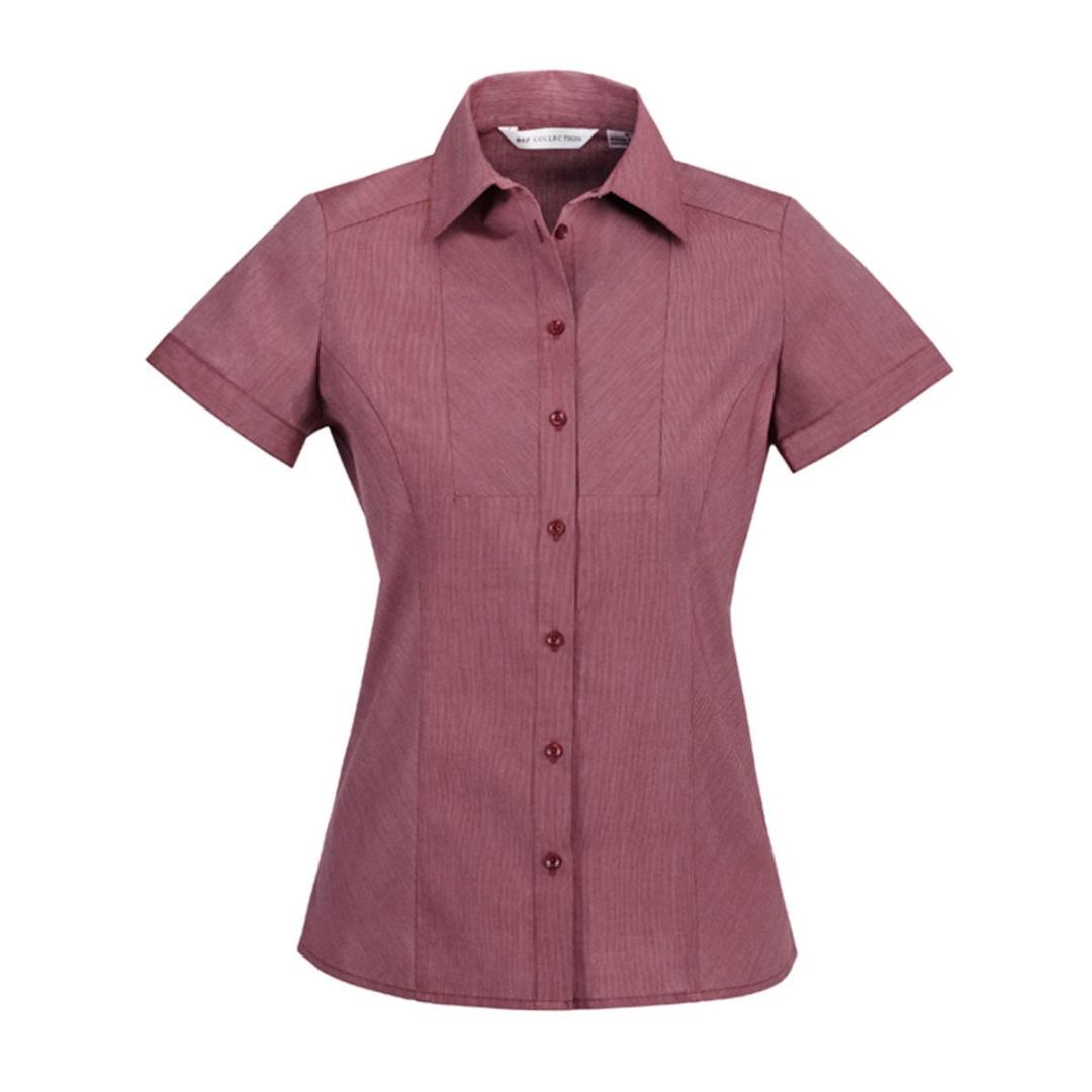 Ladies Chevron Short Sleeve Shirt-Cherry