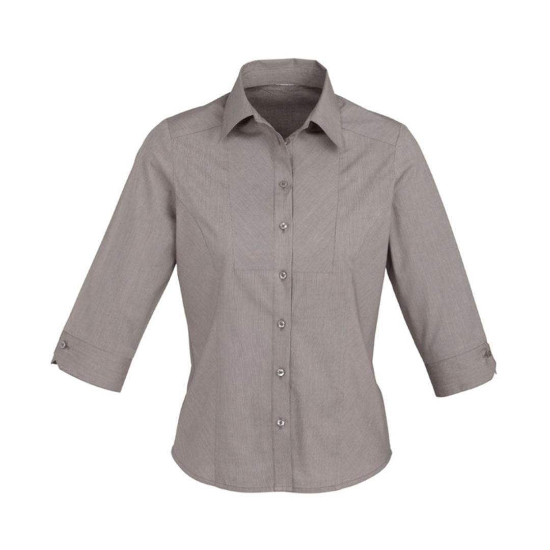 Ladies Chevron 3/4 Sleeve Shirt-Graphite Stripe